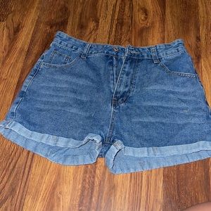High waisted jean shorts